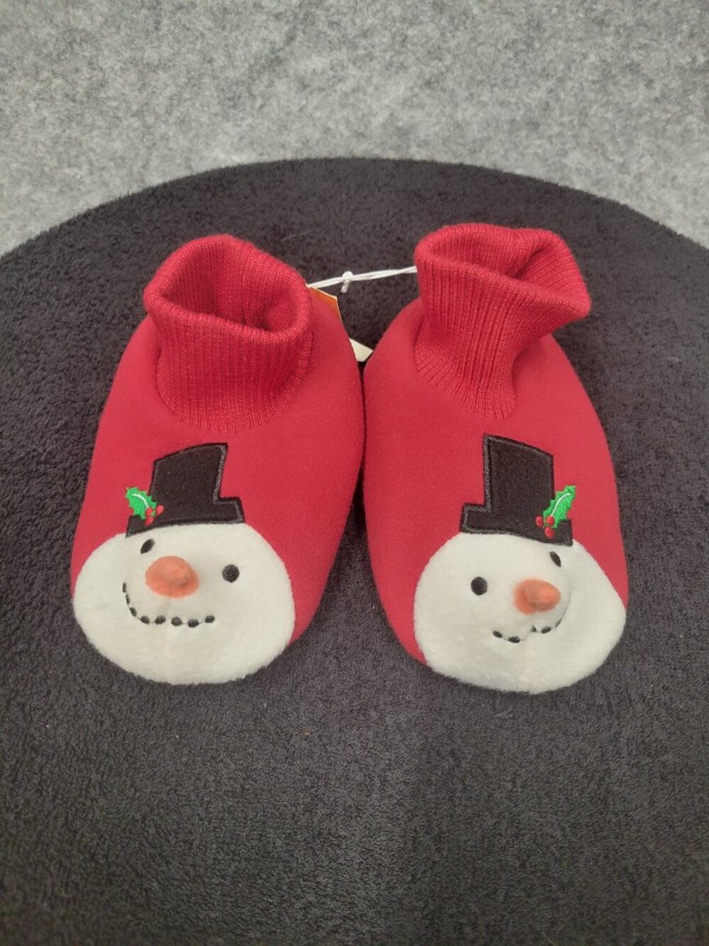 Gymboree snowman slippers size 9/10 red and white